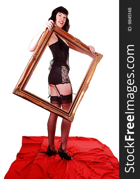 Framed girl in lingerie.