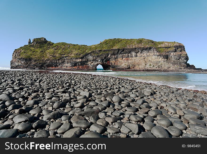 Coastal rock formation, Wild Coast, South Africa. Coastal rock formation, Wild Coast, South Africa