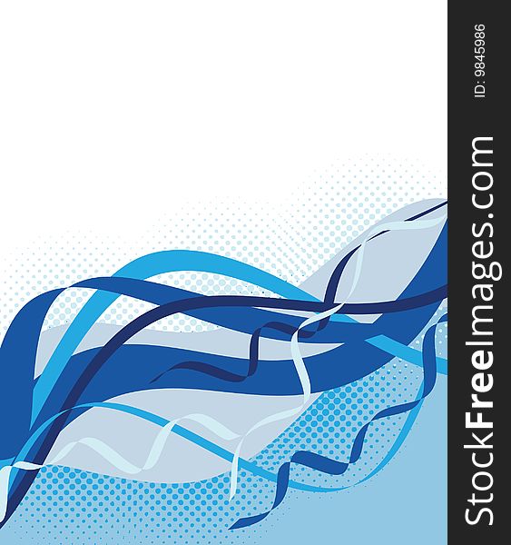 The vector illustration contains the image of blue waves background