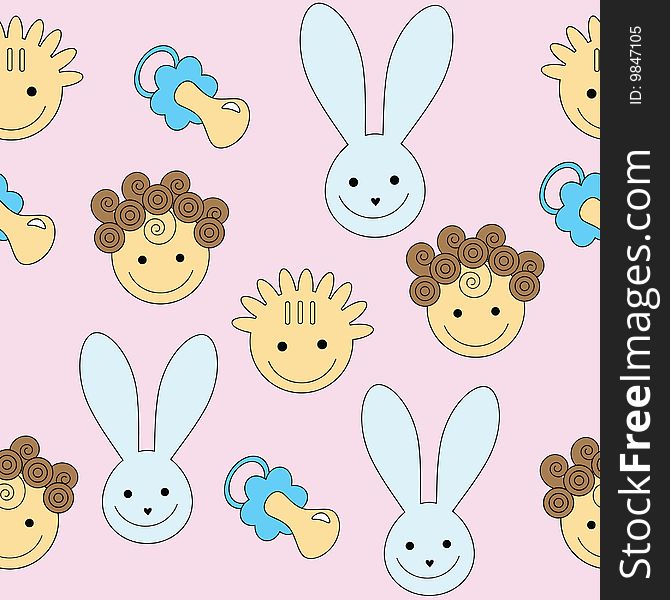 The vector illustration contains the image of seamless baby pattern