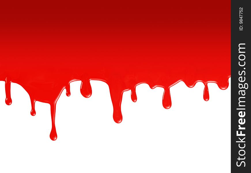 Red paint flowing over white background. Red paint flowing over white background