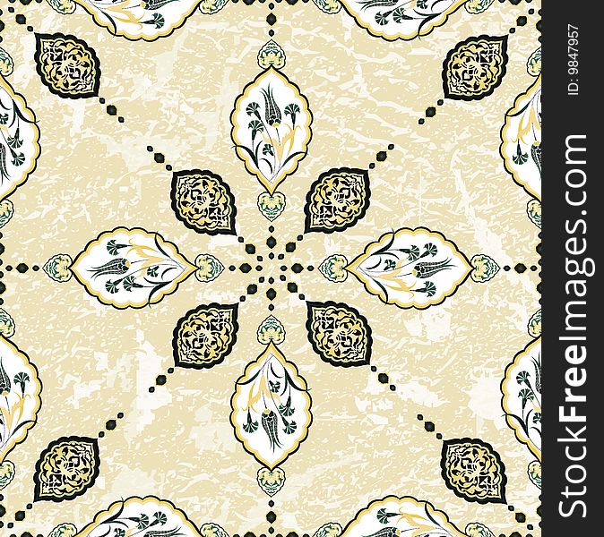 Antique ottoman grungy wallpaper raster tile design