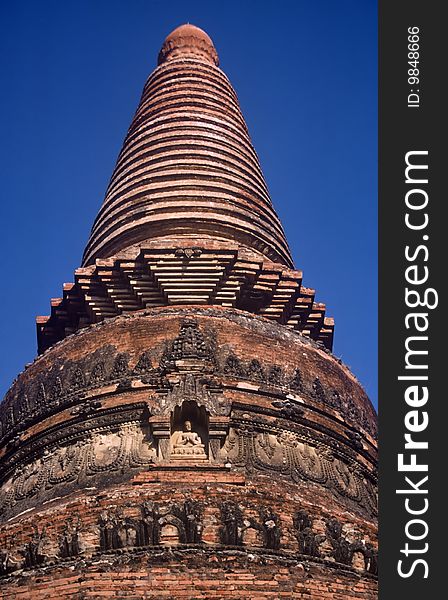 Detail of a Red Stone Temple in Bagan Area,Myanmar. Detail of a Red Stone Temple in Bagan Area,Myanmar