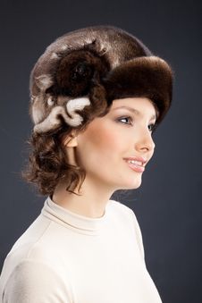 Woman In A Fur Hat Royalty Free Stock Photography