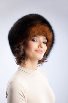 Woman In A Fur Hat Stock Photography