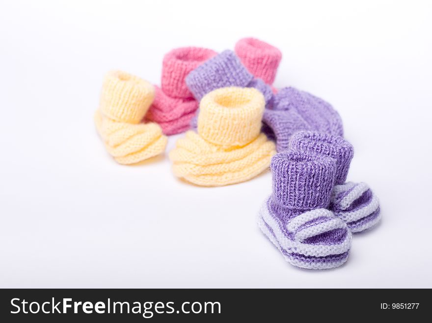 Homemade shoes for babies made from yarn. Homemade shoes for babies made from yarn