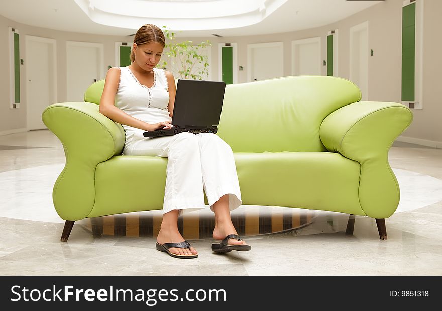 Young Woman Working On A Laptop