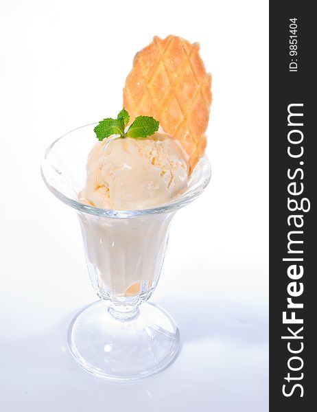 Vanilla Ice Cream In Glass Cup