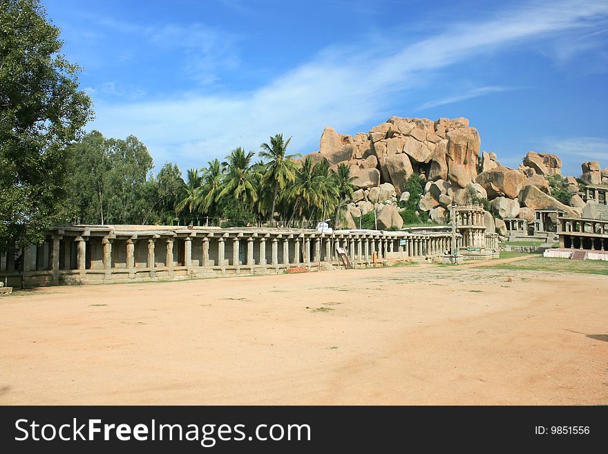 Temple in the barren landscape of Hampi