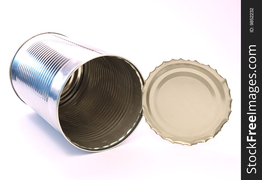 Color photo of the empty cans. An isolated object on a white background. Color photo of the empty cans. An isolated object on a white background