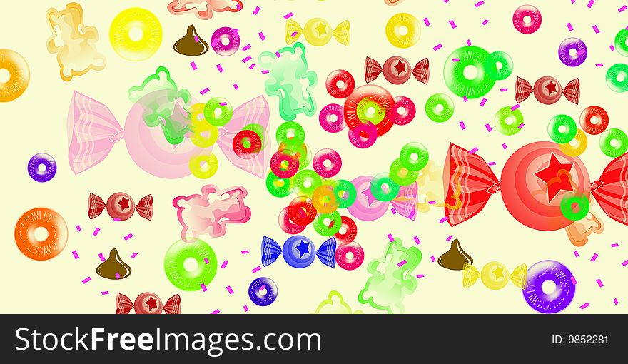 Background with different sweet candies. for birthday. Background with different sweet candies. for birthday