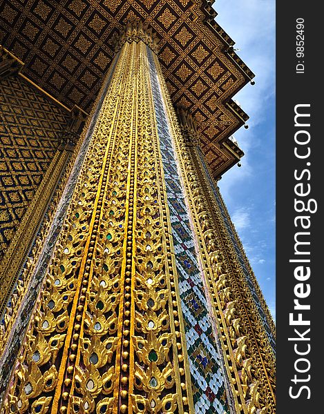 Beautiful pillar at Wat Phra puddhabat temple in Saraburi, Thailand