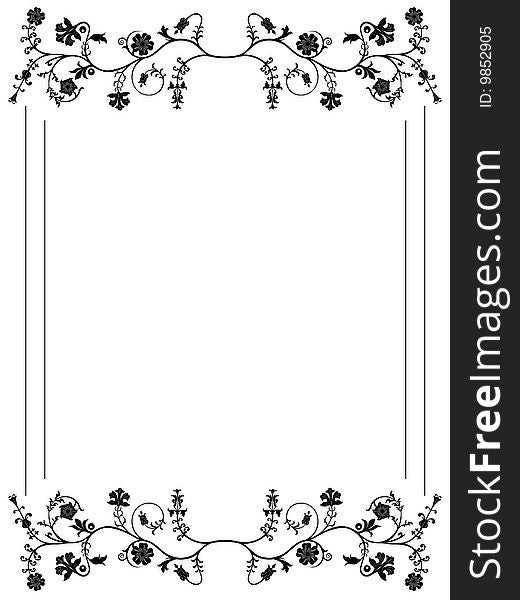 Vector floral frame on white background.