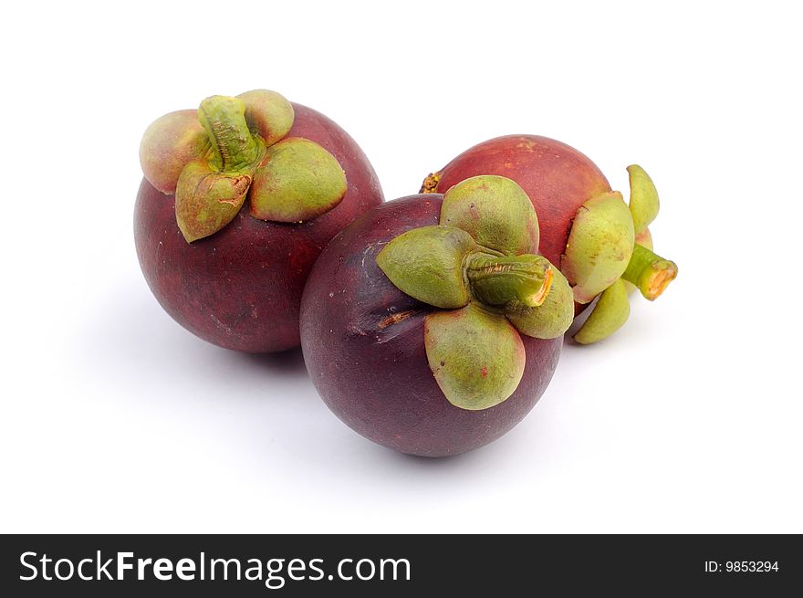 Asian fruit purple mangoesteen white background