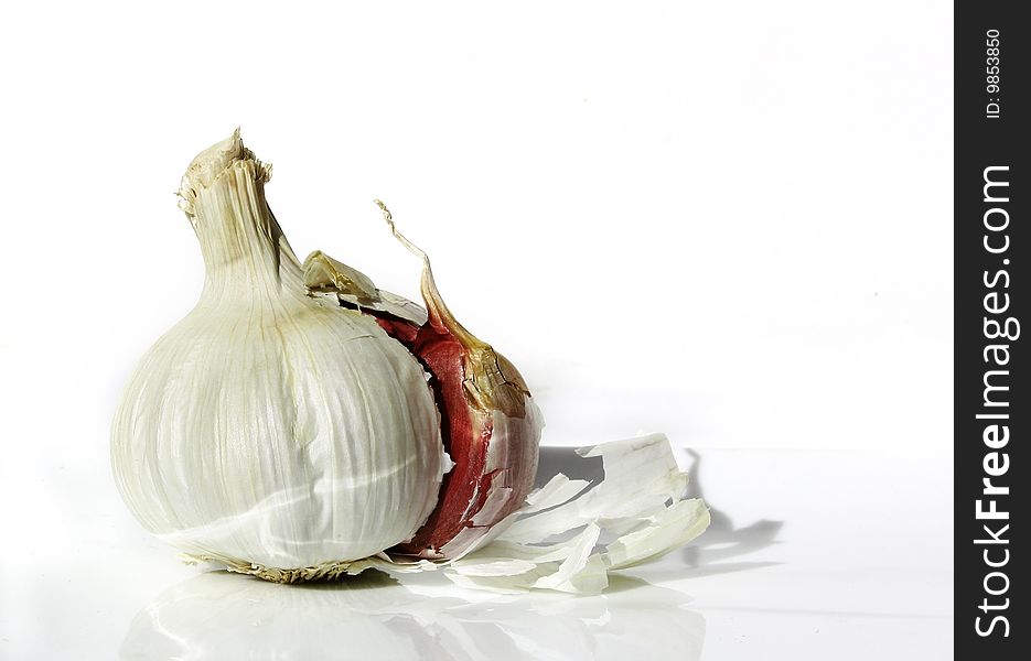 Garlic in white background,ingredient food