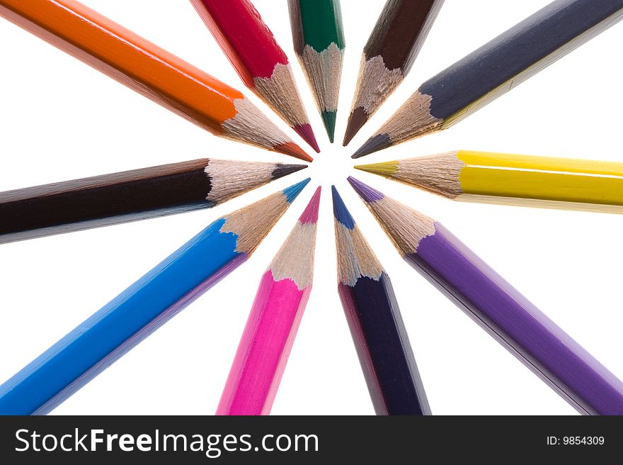 Colorful pencils isolated on the white