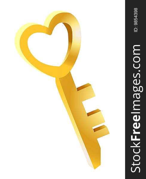 Heart shaped skeleton key on white background. Heart shaped skeleton key on white background