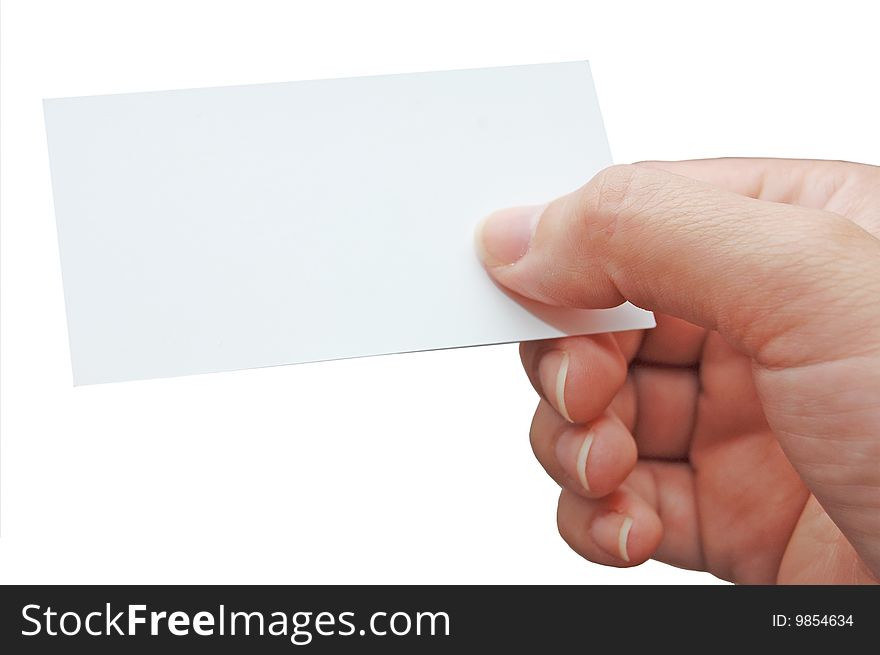 Paper card in a woman hand