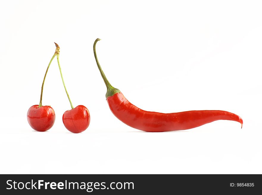 Red Pepper Chile And Cherries