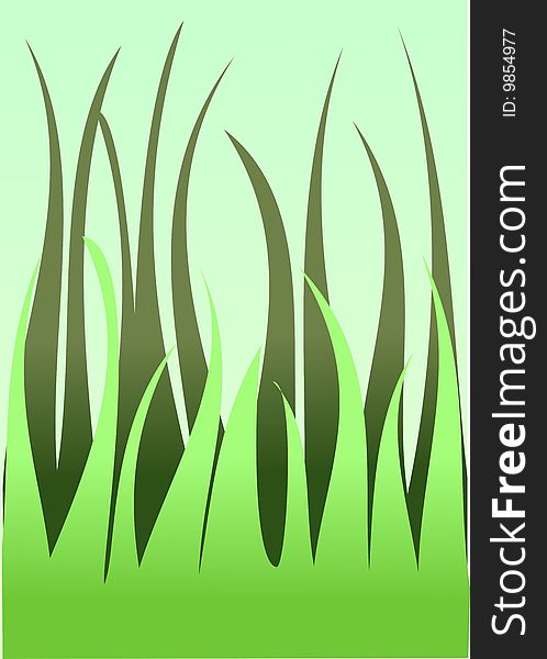 Illustration of two layers of grass on a light green background.