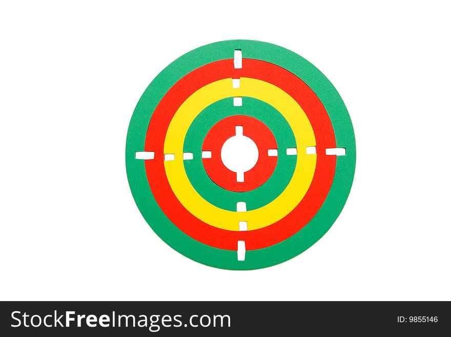 Colorful toy target made of rubber rings isolated. Colorful toy target made of rubber rings isolated