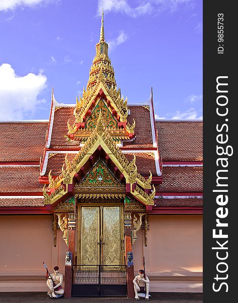 Thai style pavilion in temple, Trad province, Thailand. Thai style pavilion in temple, Trad province, Thailand