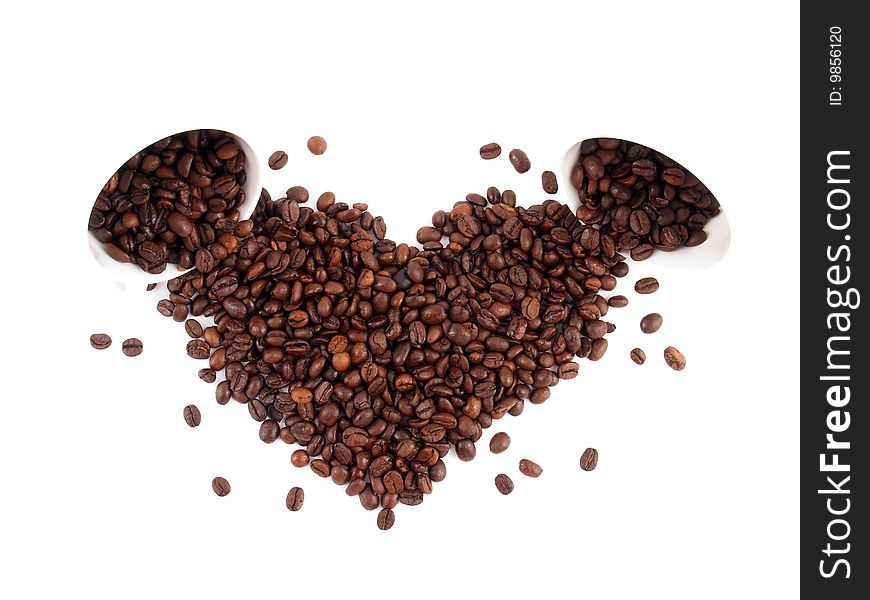 Luck: heart-shaped coffee beans