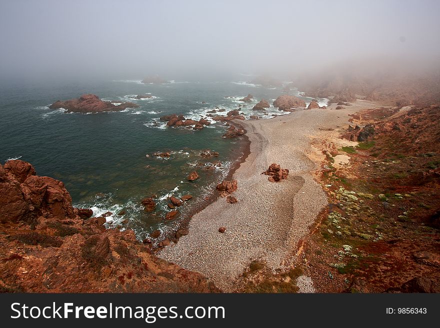 Heavy mist covered ocean at morning. Heavy mist covered ocean at morning