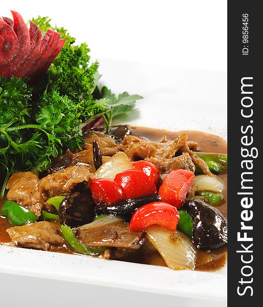 Chinese - Meat with Black Fungus and Parsley, Red Beet