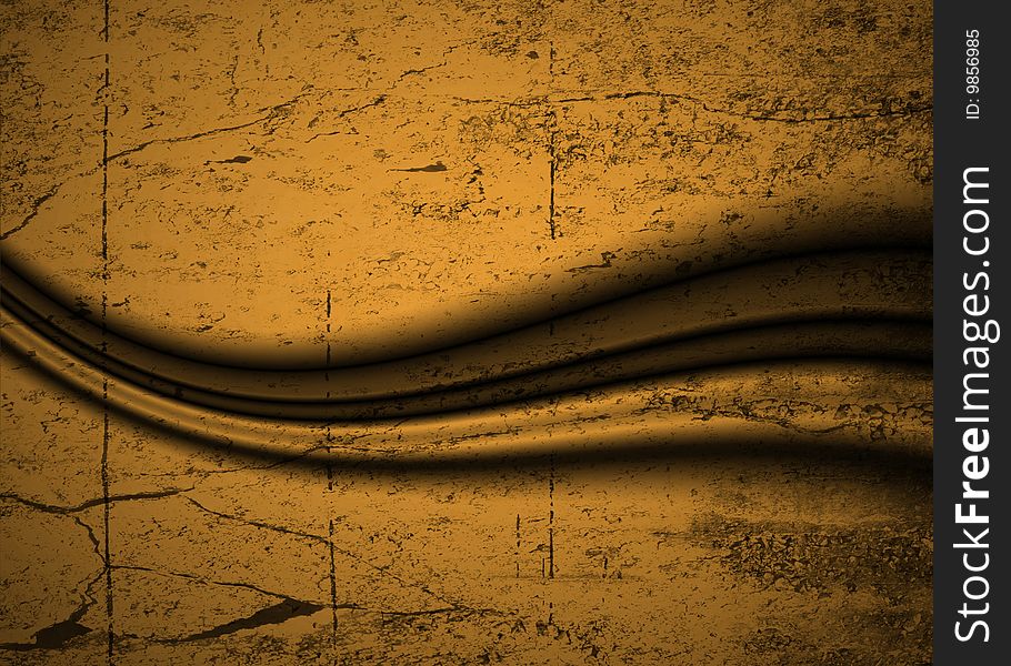 Golden metallic grunge with lighting from various angles.