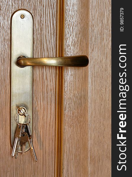 Door closed with keys in lock; a concept for home ownership and,too, for security. Door closed with keys in lock; a concept for home ownership and,too, for security.