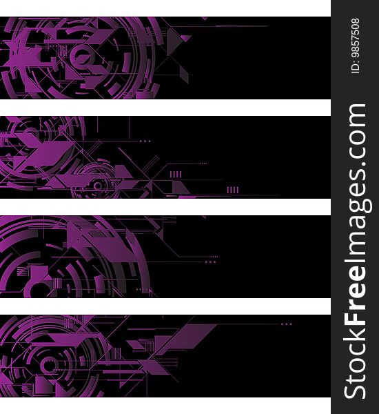 Separated vector tech shapes banners. Separated vector tech shapes banners