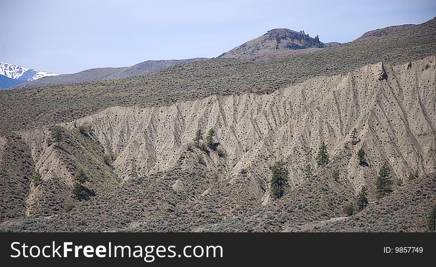 Arid Rugged Landscape With Blue Sky