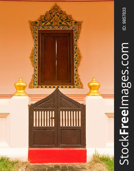 Traditional Thai style Buddhist church window. Traditional Thai style Buddhist church window