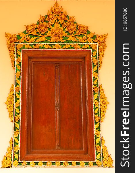 Traditional Thai style Buddhist church window. Traditional Thai style Buddhist church window