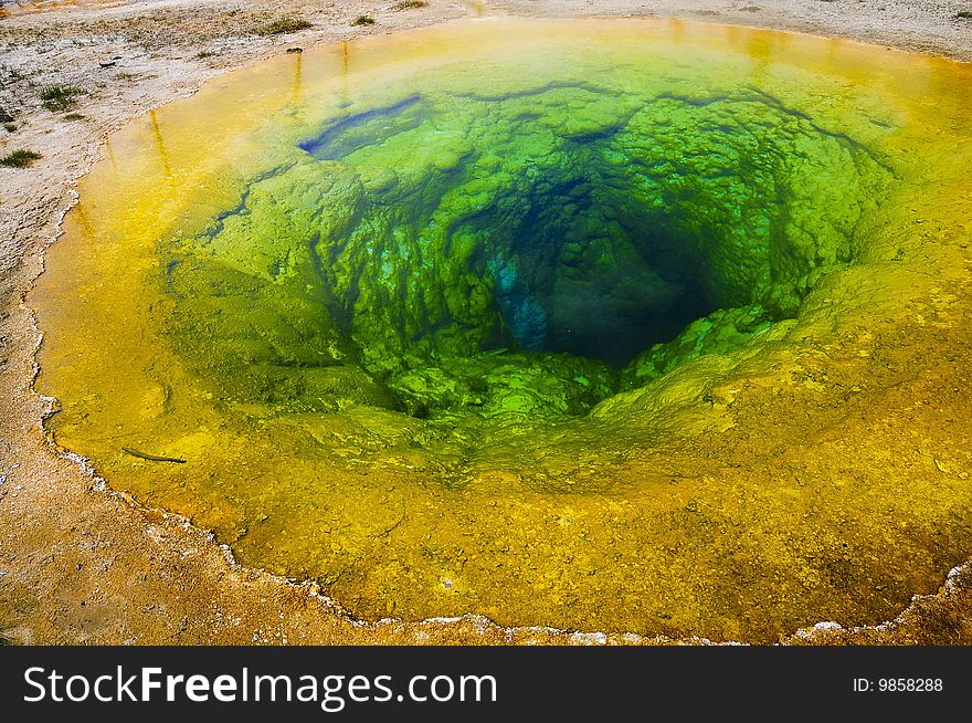 Picture of a hot pool in Yellostone National Park. Picture of a hot pool in Yellostone National Park