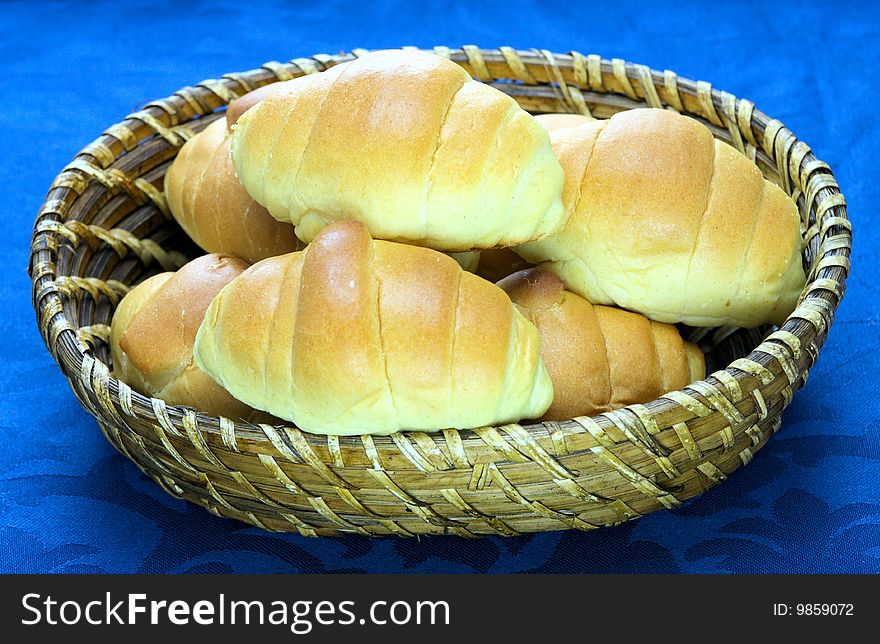 Fresh baked rolls in a basket