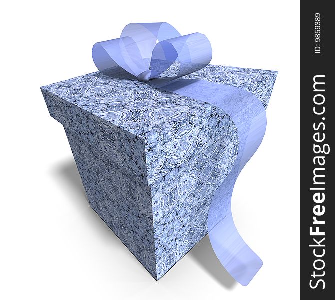 A colorful giftbox with a bow. 3D render with clipping path and shadow over white