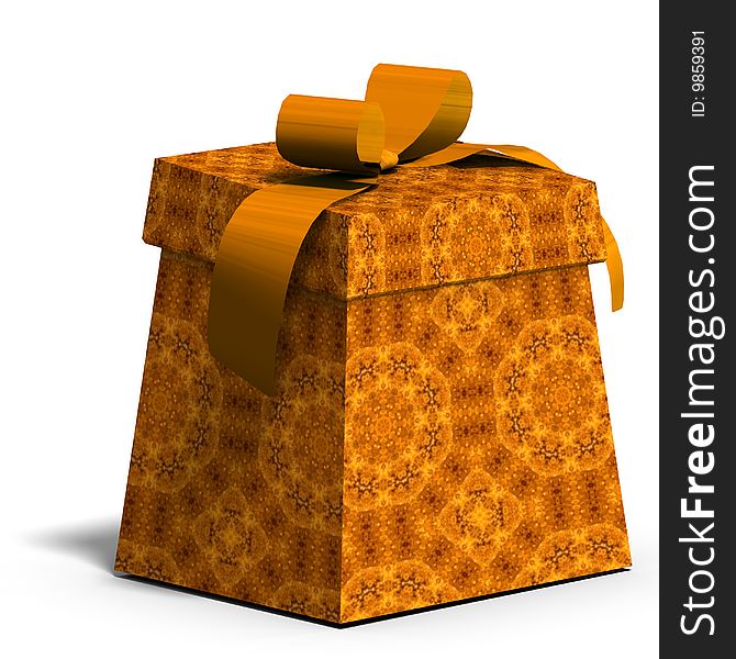 A colorful giftbox with a bow. 3D render with clipping path and shadow over white