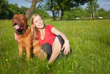 Young Girl And Her Dog Stock Photo