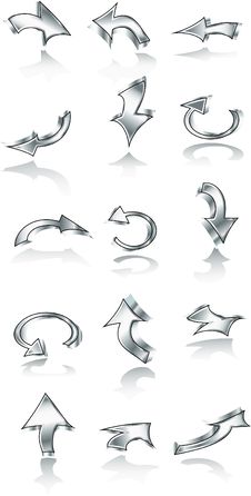 Metallic Arrovs With Shadow Royalty Free Stock Images