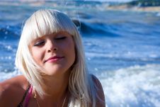 The Beautiful Blonde The Girl Against The Sea Stock Image The Beautiful Blonde The Girl Against The Sea Stock Image
