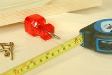 Boards, Screw-driver And Measuring Tape Stock Image Boards, Screw-driver And Measuring Tape Stock Image