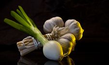 Garlic & Spring Onion Royalty Free Stock Photo