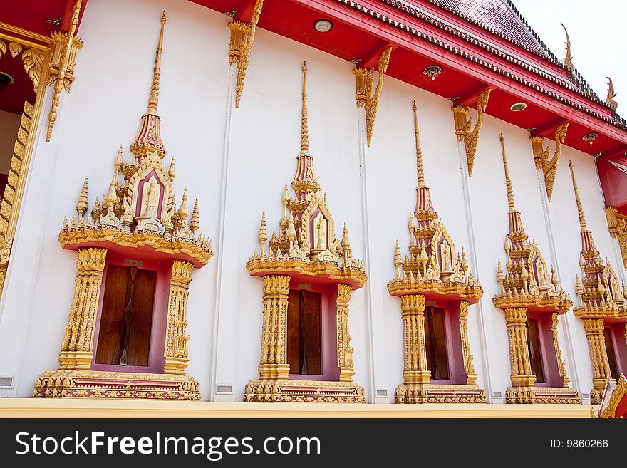 Traditional Thai style Buddhist church window