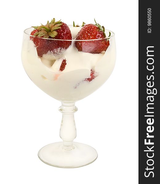 Fresh strawberry with plums on a white background
