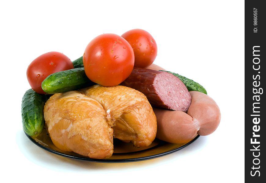 Vegetables,  Hen, Sausages And Sausage