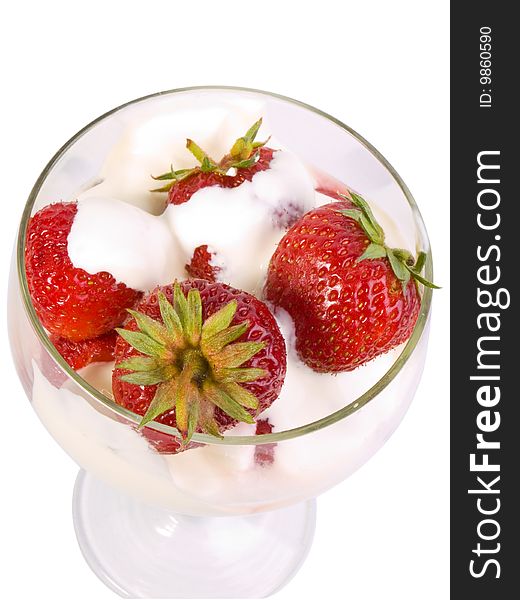 Fresh strawberry with plums on a white background