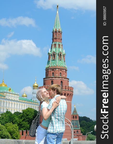 Young couple in the Moscow. Young couple in the Moscow