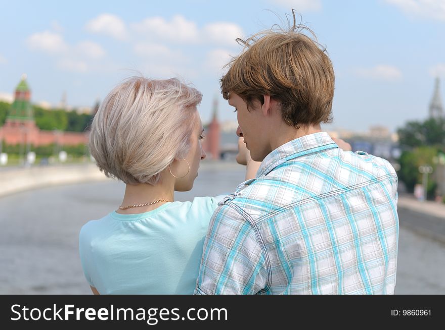 Young couple in the Moscow. Young couple in the Moscow